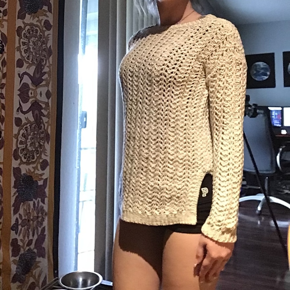 Loft xxs petite white open knit sweater new no tag